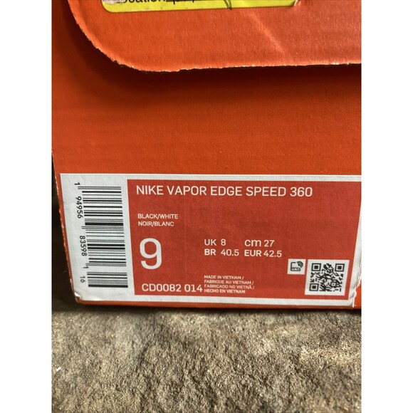 Nike Vapor Edge Speed 360 Black White Oreo Football Cleats Men Size 9 CD0082-014 - Picture 7 of 7
